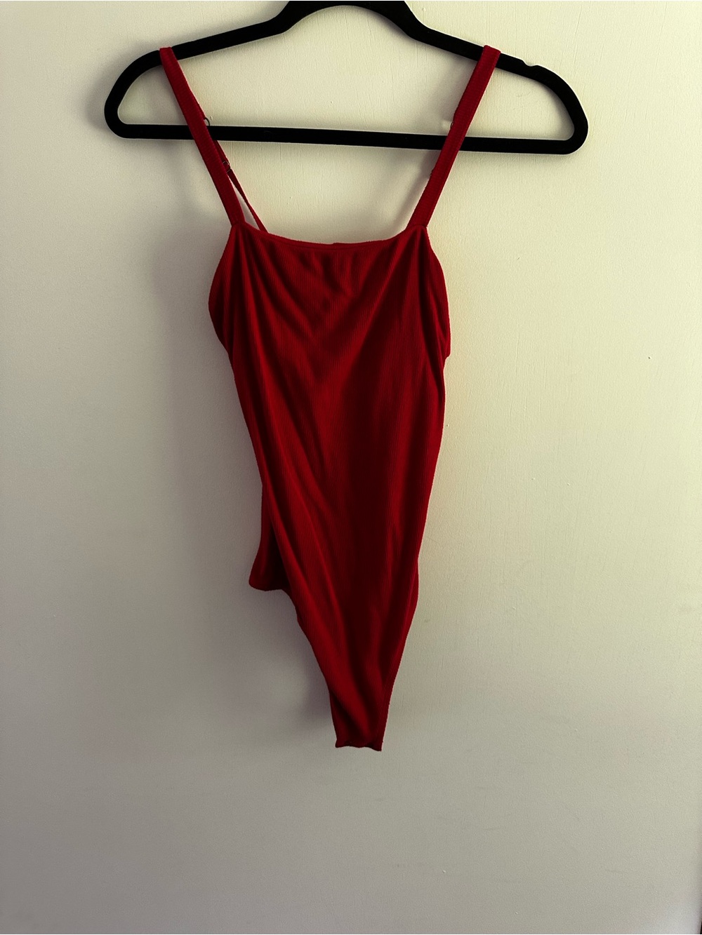 Hollister Red Ribbed Slim Bodysuit